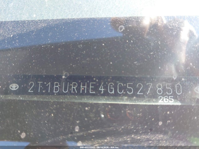 Aukcja sprzedaży 2016 Toyota Corolla S Plus, vin: 2T1BURHE4GC527850, numer aukcji: 45222253