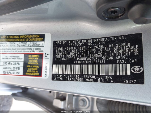 4T1BF1FK2FU873431 Toyota CAMRY SE