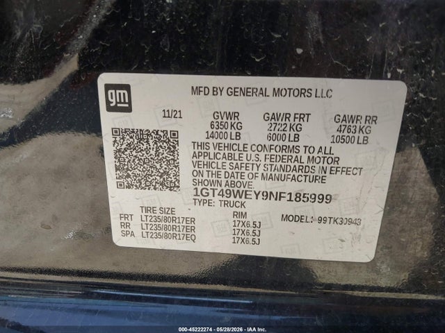 Продаж на аукціоні авто 2022 Gmc Sierra 3500hd 4wd  Long Bed Denali, vin: 1GT49WEY9NF185999, номер лоту: 45222274