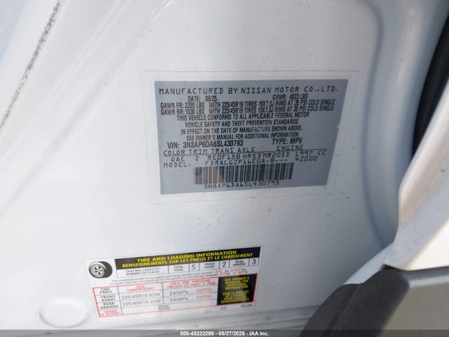 Aukcja sprzedaży 2025 Nissan Kicks Sr Fwd, vin: 3N8AP6DA6SL430793, numer aukcji: 45222298