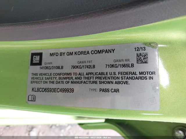 Chevrolet Spark 1lt Auto 2014 KL8CD6S93EC499939 Image 9