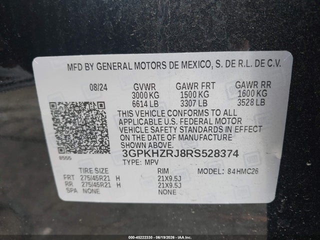 45222330 :رقم المزاد ، 3GPKHZRJ8RS528374 vin ، 2024 Honda Prologue Elite مزاد بيع