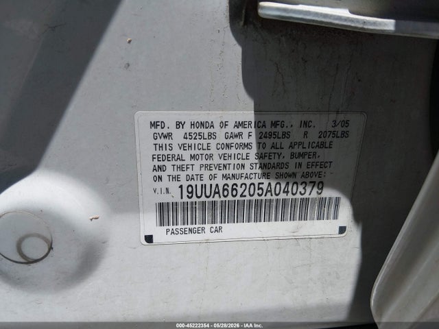 Продаж на аукціоні авто 2005 Acura Tl, vin: 19UUA66205A040379, номер лоту: 45222354