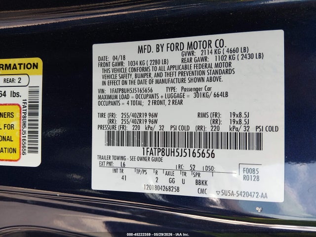 Ford Mustang Ecoboost Premium 2018 1FATP8UH5J5165656 Image 9