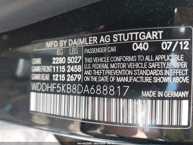Aukcja sprzedaży 2013 Mercedes-benz E 350, vin: WDDHF5KB8DA688817, numer aukcji: 45222367