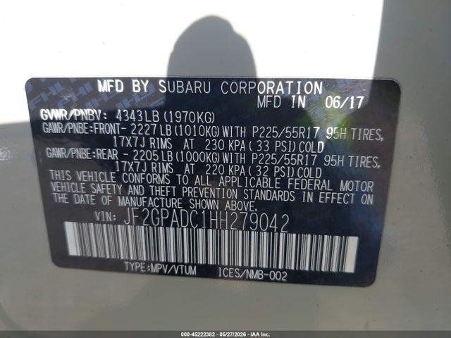 Subaru Crosstrek 2.0i Premium 2017 JF2GPADC1HH279042 Image 9