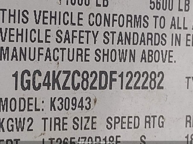 2013 Chevrolet Silverado 3500hd Work Truck მანქანა იყიდება აუქციონზე, vin: 1GC4KZC82DF122282, აუქციონის ნომერი: 45222403