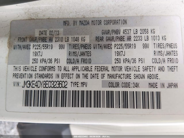 Продаж на аукціоні авто 2014 Mazda Cx-5 Grand Touring, vin: JM3KE4DY8E0323602, номер лоту: 45222402
