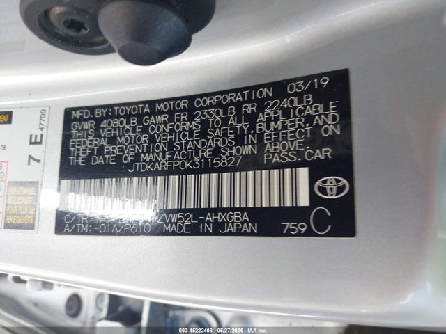 JTDKARFP0K3115827 Toyota Prius Prime Advanced