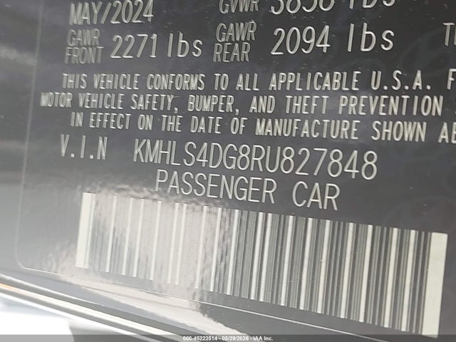 KMHLS4DG8RU827848 Hyundai ELANTRA SEL