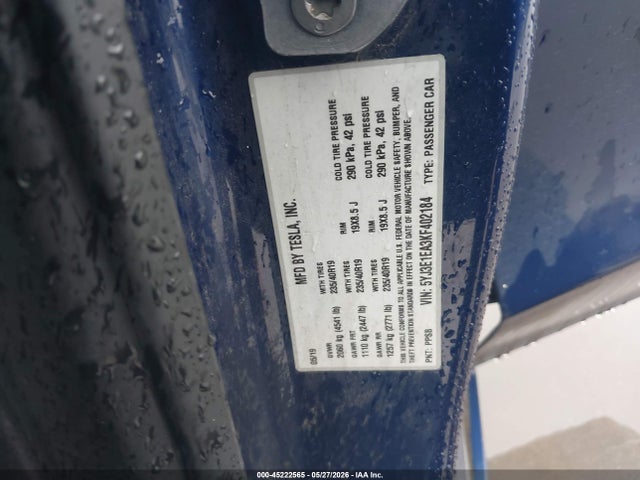 Aukcja sprzedaży 2019 Tesla Model 3 Long Range/mid Range/standard Range/standard Range Plus, vin: 5YJ3E1EA3KF402184, numer aukcji: 45222565