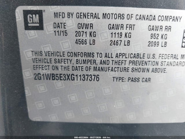 2G1WB5E3XG1137376 Chevrolet Impala Limited Lt