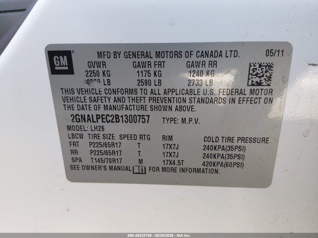 Продажа на аукционе авто 2011 Chevrolet Equinox 2lt, vin: 2GNALPEC2B1300757, номер лота: 45222709