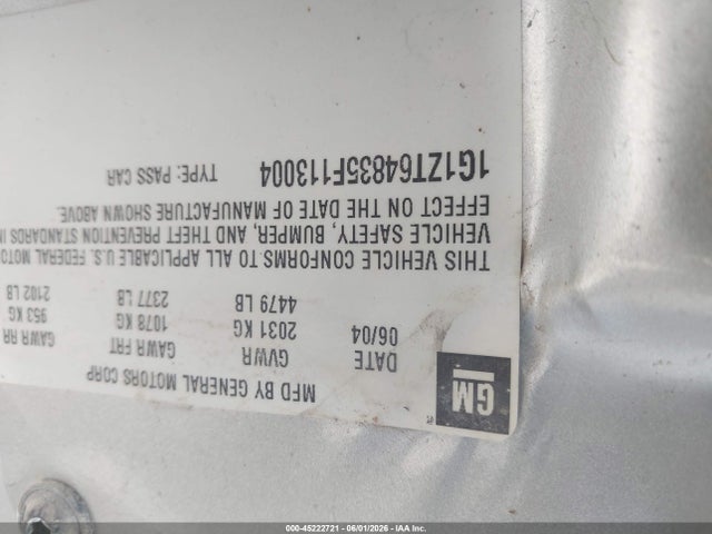 Aukcja sprzedaży 2005 Chevrolet Malibu Maxx Ls, vin: 1G1ZT64835F113004, numer aukcji: 45222721