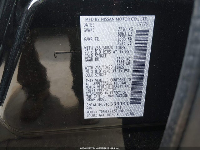 45222724 :رقم المزاد ، 5N1AL1HU5TC333141 vin ، 2026 Infiniti Qx60 Autograph Awd مزاد بيع