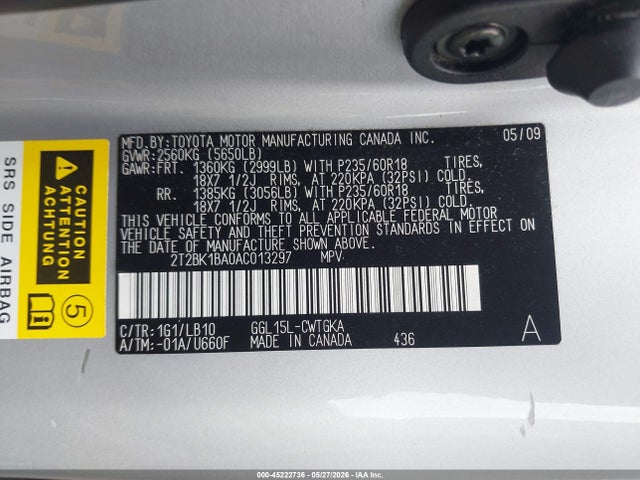 Aukcja sprzedaży 2010 Lexus Rx 350, vin: 2T2BK1BA0AC013297, numer aukcji: 45222736