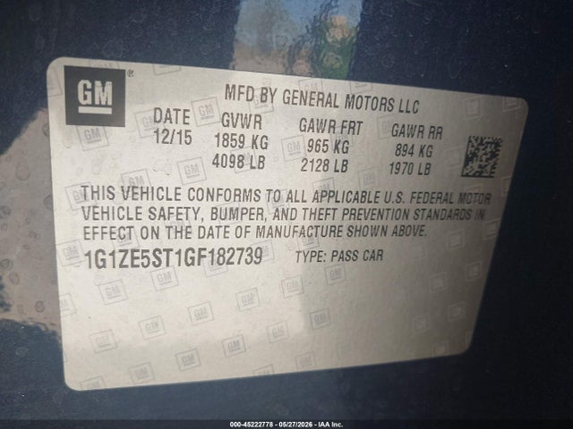 1G1ZE5ST1GF182739 Chevrolet MALIBU 1LT