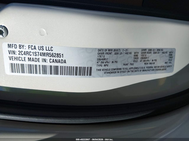 Продаж на аукціоні авто 2021 Chrysler Pacifica Hybrid Limited, vin: 2C4RC1S74MR562851, номер лоту: 45222807