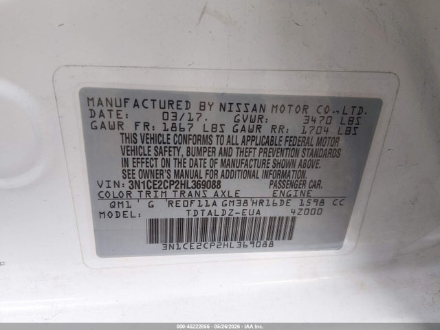 Nissan Versa Note Sv 2017 3N1CE2CP2HL369088 Image 9