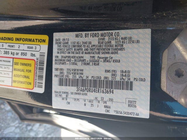 Продаж на аукціоні авто 2014 Ford Fusion Hybrid Titanium, vin: 3FA6P0RU4ER163694, номер лоту: 45222876