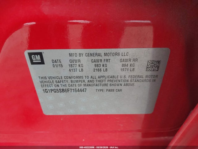 1G1PG5SB6F7164447 Chevrolet CRUZE LTZ