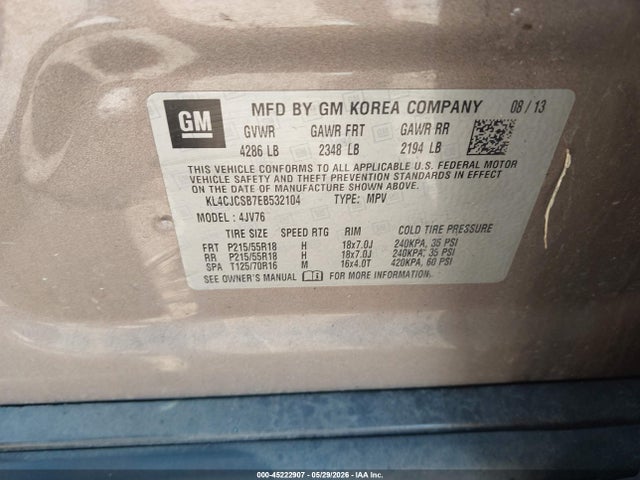 Продажа на аукционе авто 2014 Buick Encore Leather, vin: KL4CJCSB7EB532104, номер лота: 45222907