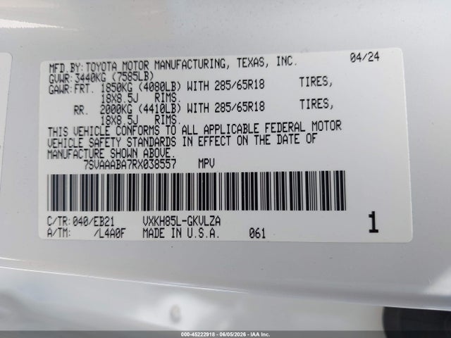 7SVAAABA7RX038557 Toyota Sequoia Trd Pro
