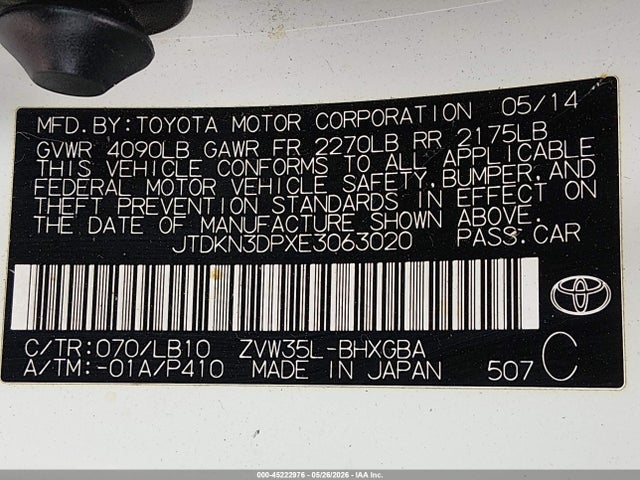 Toyota Prius Plug-in Advanced 2014 JTDKN3DPXE3063020 Image 9