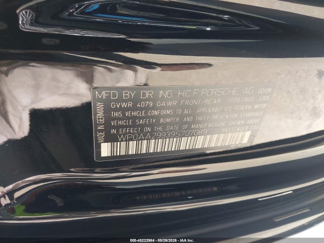 Продажа на аукционе авто 2009 Porsche 911 Carrera, vin: WP0AA29939S707089, номер лота: 45222984