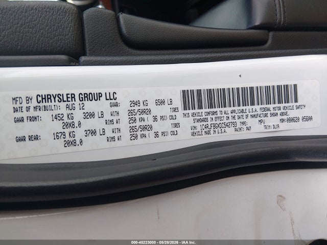 Aukcja sprzedaży 2013 Jeep Grand Cherokee Limited, vin: 1C4RJFBGXDC542793, numer aukcji: 45223000