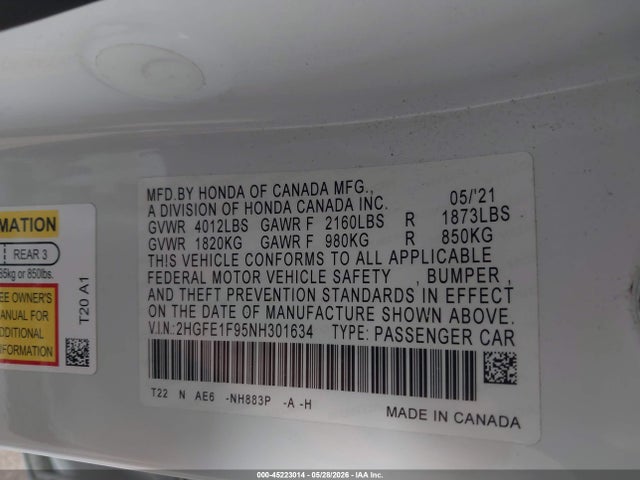Honda Civic Touring 2022 2HGFE1F95NH301634 Image 9