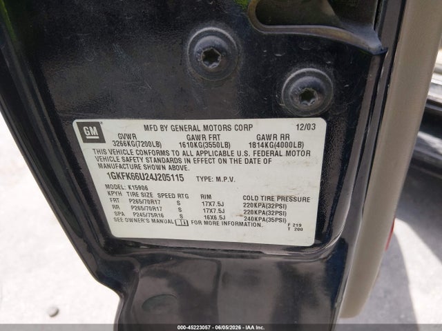 Продаж на аукціоні авто 2004 Gmc Yukon Xl 1500 Denali, vin: 1GKFK66U24J205115, номер лоту: 45223057