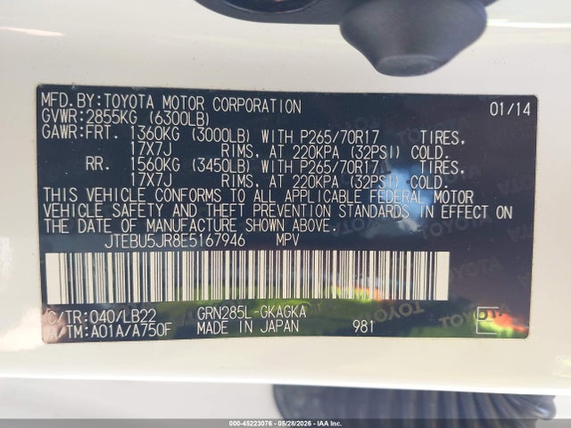 Toyota 4runner Sr5 Premium 2014 JTEBU5JR8E5167946 Image 9