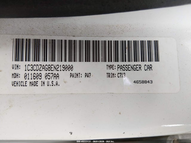 Aukcja sprzedaży 2014 Dodge Avenger Se, vin: 1C3CDZAG8EN219000, numer aukcji: 45223131