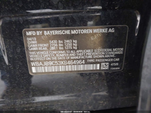 Продаж на аукціоні авто 2019 Bmw M550i Xdrive, vin: WBAJB9C53KB464964, номер лоту: 45223147