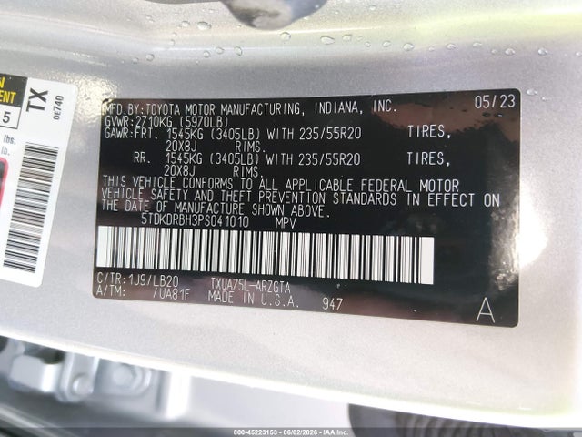 Toyota Highlander Limited 2023 5TDKDRBH3PS041010 Image 9