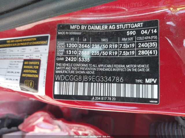 Продажа на аукционе авто 2014 Mercedes-benz Glk 350 4matic, vin: WDCGG8JB9EG334786, номер лота: 45223161