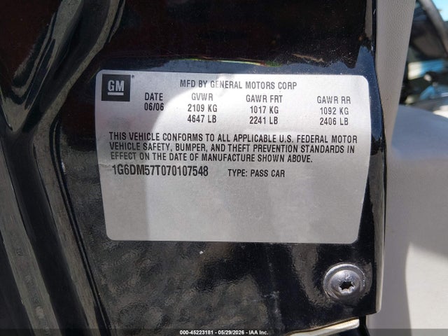 45223181 :رقم المزاد ، 1G6DM57T070107548 vin ، 2007 Cadillac Cts Standard مزاد بيع