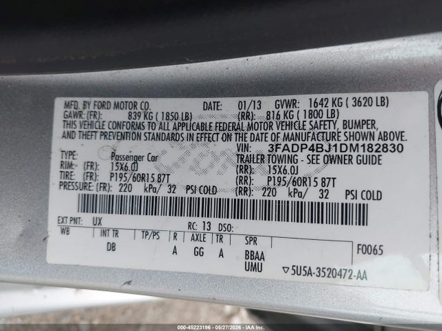 Aukcja sprzedaży 2013 Ford Fiesta Se, vin: 3FADP4BJ1DM182830, numer aukcji: 45223196
