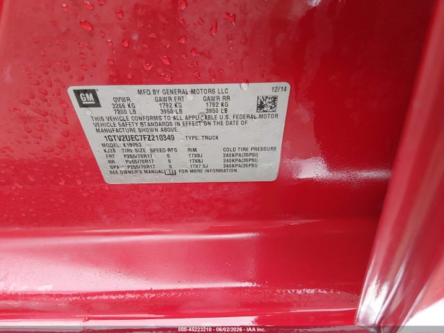 GMC Sierra 1500 Sle 2015 1GTV2UEC7FZ210349 Image 9
