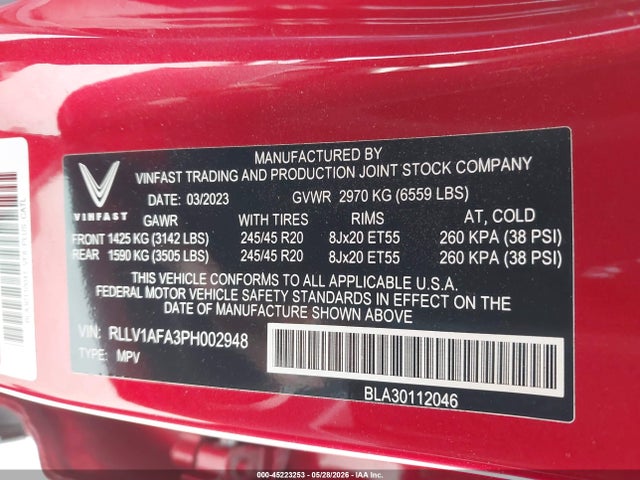 Vinfast Vf 8 Plus 2023 RLLV1AFA3PH002948 Image 9