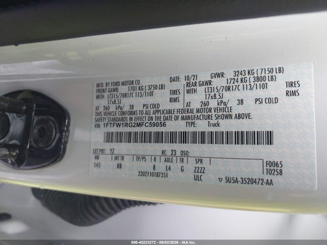 Ford F-150 Raptor 2021 1FTFW1RG2MFC59056 Image 9