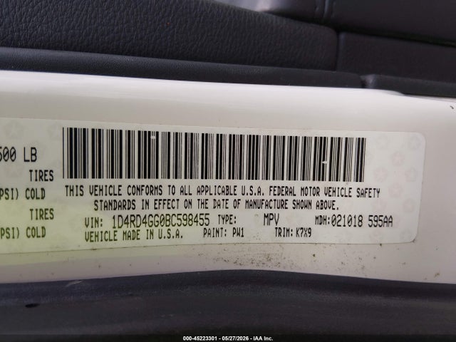 Aukcja sprzedaży 2011 Dodge Durango Crew, vin: 1D4RD4GG0BC598455, numer aukcji: 45223301