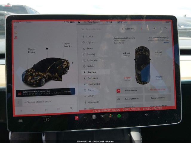 45223352 :رقم المزاد ، 5YJ3E1EB9NF123996 vin ، 2022 Tesla Model 3 Long Range Dual Motor All-wheel Drive مزاد بيع