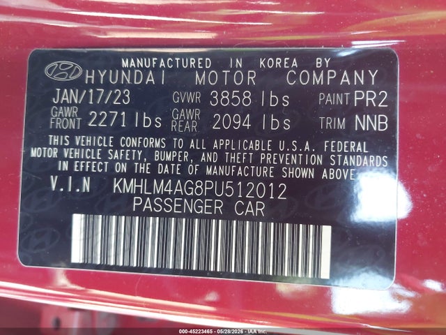 Hyundai ELANTRA SEL 2023 KMHLM4AG8PU512012 Image 9