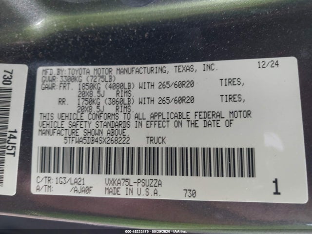 5TFWA5DB4SX268222 Toyota Tundra Platinum