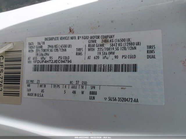 Ford F-450 Chassis Xl 2018 1FDUF4HT2JEC94796 Image 9