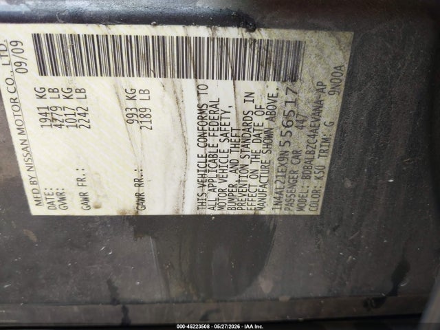 Aukcja sprzedaży 2009 Nissan Altima 2.5 S, vin: 1N4AL21EX9N556517, numer aukcji: 45223508