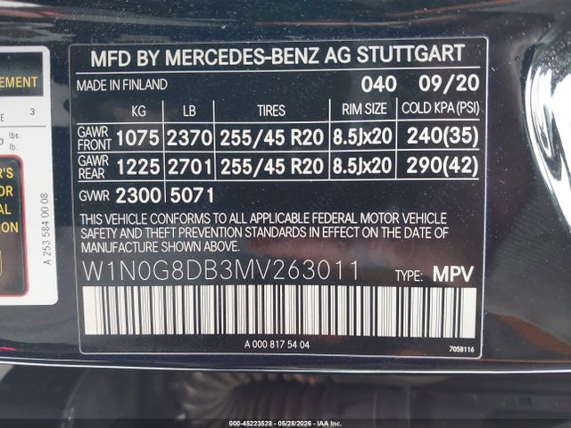 W1N0G8DB3MV263011 Mercedes-Benz Glc 300 Suv