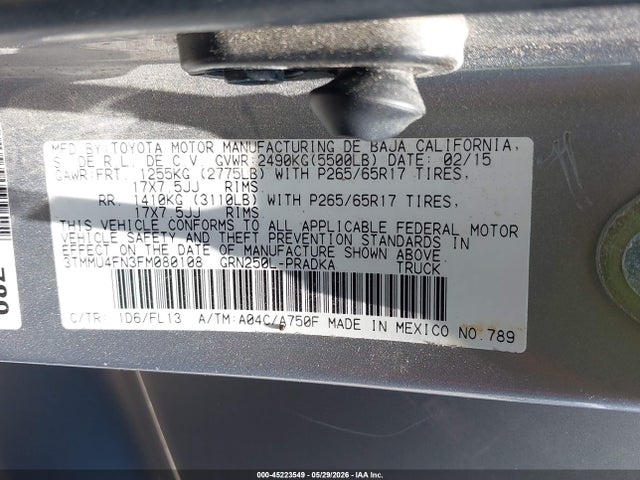 Aukcja sprzedaży 2015 Toyota Tacoma Base V6, vin: 3TMMU4FN3FM080108, numer aukcji: 45223549